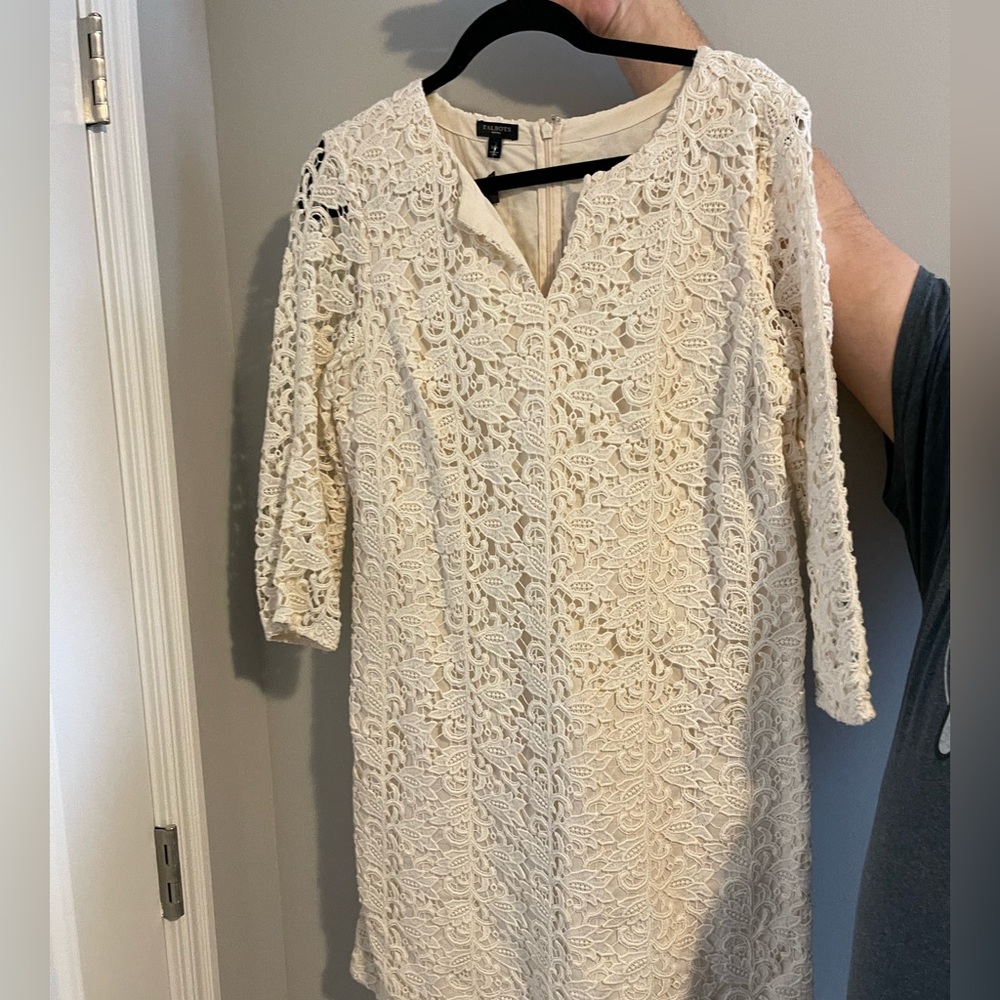 Talbots cream colored full lace overlay. Size 14